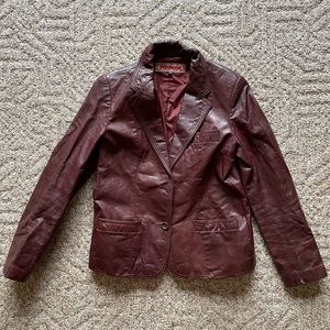 Vintage FOXMOOR Leather Jacket 11-12 S Womens Cropped DEEP V Western Blazer Coat